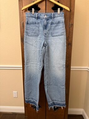 Madewell Emmett Wide Leg Jean Let Down Hem Patch Pocket Banning Women's Size 28